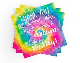 200 - Thank You for Shopping Small. You're Helping a Dream Become a Reality Stickers, Small Business, Thank You Sticker, Package Sticker
