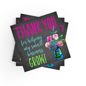 100 - Thank You for Helping My Small Business Grow Stickers, Boutique Stickers, Thank You Sticker, Packaging, Package Sticker, Floral