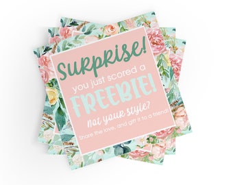 100 - SURPRISE - You Just Scored a Freebie Stickers, Business Sticker, Thank You Stickers, Small Business, Surprise Sticker, Floral