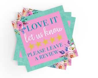 200 Floral Leave a Review Stickers – Small Business Packaging