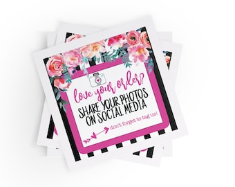 200 - Love Your Order Share Your Photos on Social Media Stickers, Packaging, Small Business Stickers, Floral Sticker, Box Decor, Packaging