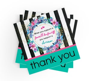 Floral Small Business Thank You Stickers - Watercolor Packaging, 100-Pack