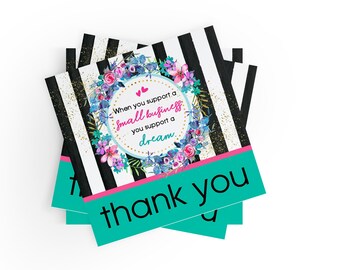 Small Business Thank You Stickers – Watercolor Floral, Packaging Stickers (200)