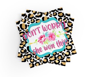 500 Don’t Worry She Won This Leopard Stickers | Funny Package Stickers | Cute Package Stickers | Hide from Husband Stickers | Envelope Label