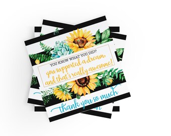 200 -Dream Support Sunflower Thank You Stickers | E-Commerce Thank You Stickers | Business Thank Yous | Shopify Thank You | Boutique Sticker