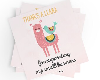 200 - Thanks a Llama Small Business Sticker | Thank You Sticker | Package Sticker | Llama Thank You Stickers | Envelope Seal | Funny Label