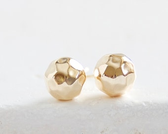 Large Hammered Ball Studs | gold filled ball earrings 8mm