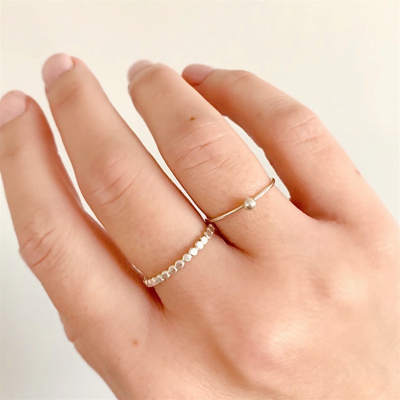 flat bead stacking ring gold filled or sterling silver simple dainty minimalist ring Dotted band ring