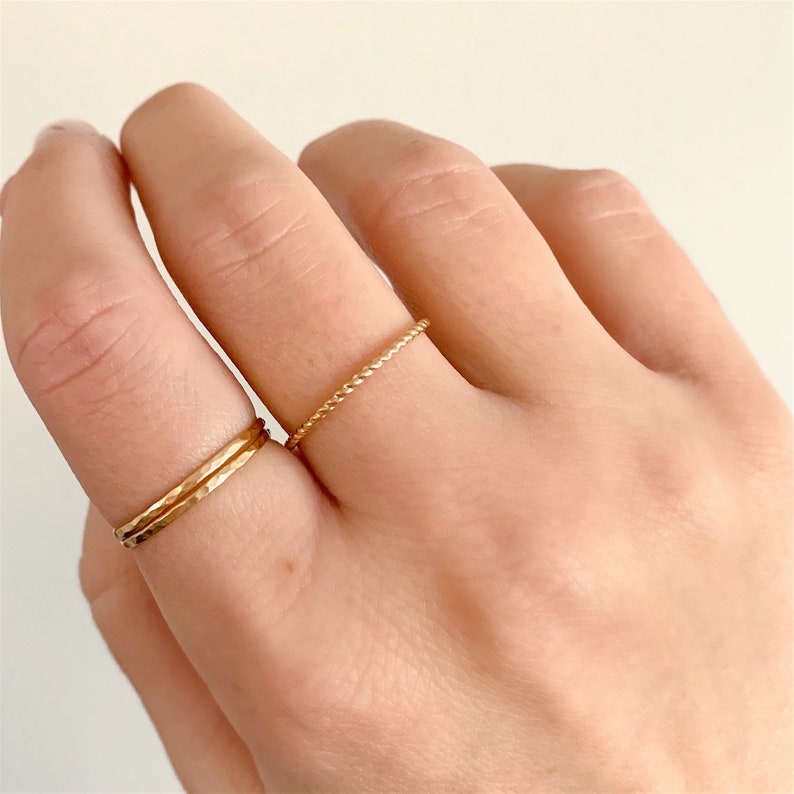 gold filled rose gold filled or sterling silver simple dainty minimalist ring Twisted wire stacking ring