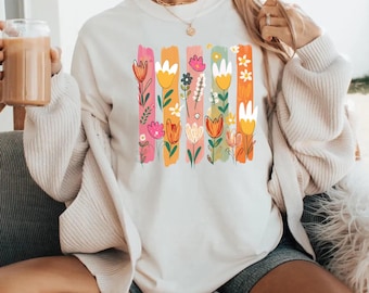 Camiseta Boho Wildflower: Camiseta floral de algodón suave, regalo para amantes de la naturaleza.