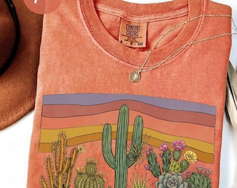Maglietta Comfort Colors® Desert Cactus, Southwest Cactus Tet, Boho Western Thirt