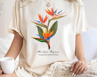 Maglietta Uccello del Paradiso: disegno floreale Strelitzia Reginae