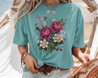 Maglietta grafica Boho Wildflower: maglietta in cotone Comfort Colors