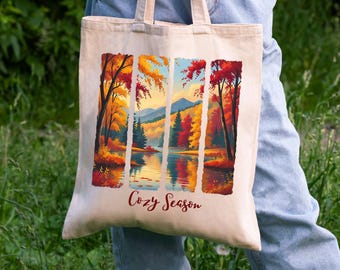 Bolsa de lona de algodón Autumn Vibes: compras ecológicas de otoño