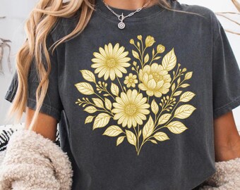 Wildflower Graphic T-Shirt - Boho Floral Design, Soft Cotton Tee
