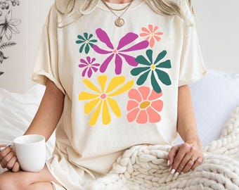 Boho Wildflower Graphic T-Shirt: Comfort Colors Botanical Tee