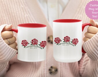 Taza personalizada con rosas vintage: regalo con texto personalizado