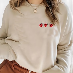 Lucky Ladybug Embroidered Sweatshirt – Unisex Cozy Gift for Nature Lovers & Cottagecore Aesthetic