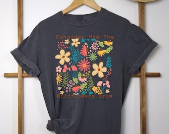 Camiseta Boho con estampado de flores silvestres: Camiseta de algodón Cottagecore Comfort Colors