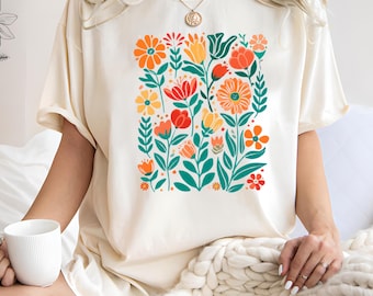 Maglietta grafica Boho Wildflower: Maglietta Cottagecore Comfort Colors