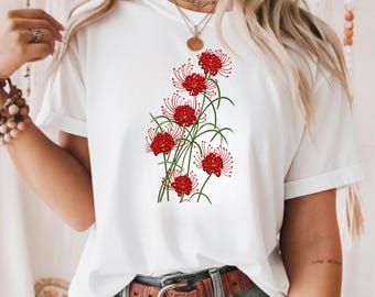 Camiseta extragrande Red Spider Lily: Flores de la memoria y la pasión.
