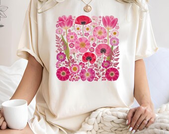 Boho Wildflower Graphic T-Shirt: Cottagecore Comfort Colors Tee