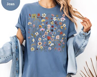 Pressed Wildflower T-Shirt: Soft Cotton Botanical Tee