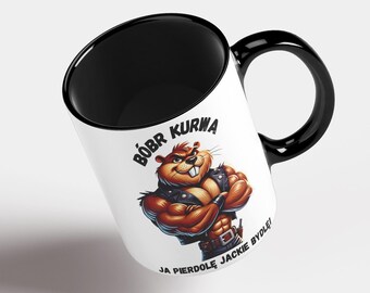 Tasse Bóbr Kurwa | Mug meme | Tasse drôle | Mug cadeau drôle | Tasse castor | Mug animaux polonais