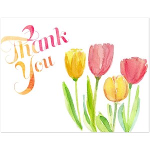 Cartes de remerciement tulipes aquarelles - lot de 10 - jeu de cartes originales à impression d'art