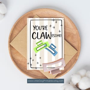 You're Clawsome-kaart, waarderingscadeau leraar, eindejaarscadeau leraar, ondersteunend personeel, bedankkaart coach, afdrukbare aanmoedigingskaart