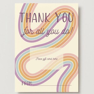 Thank You Card, Teacher Appreciation Gift, End of Year Teacher Gift, Gift Card Holder, Coach Thank You Card, Printable Encouragement Card