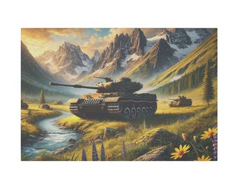 Military Landscape Giclée Print Canvas, Wall Art, Home Decor, Gift for Veterans, Army Enthusiasts, Battlefield Decor
