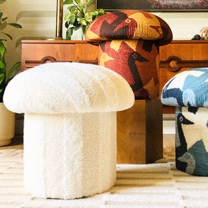 Mushroom Ottomans in Specialty Fabrics