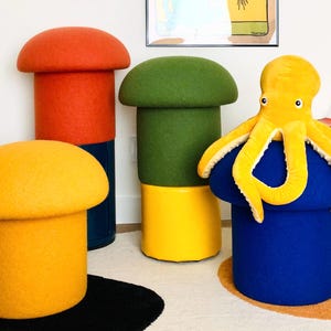 Mushroom Ottomans in Wool