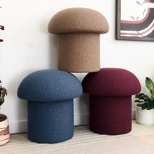 Boucle Mushroom Ottomans