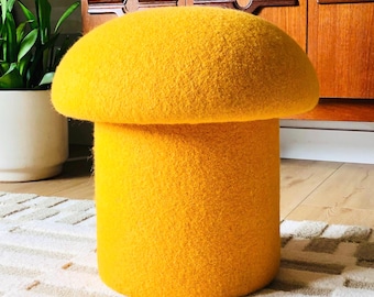 Mushroom Ottoman in Saffron Wool