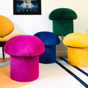 Mushroom Ottomans in Plush Fabric