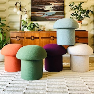 Mushroom Ottomans in Wool