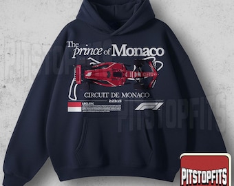Felpa con cappuccio del Principe di Monaco Charles Leclerc, felpa vintage Ferrari F1, felpa con cappuccio Leclerc Formula 1, regalo per i fan di Charles Leclerc
