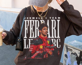 Retro Charles Leclerc Sweatshirt, Ferrari F1 Racing Streetwear Crewneck, Vintage Leclerc F1 Fan Shirt