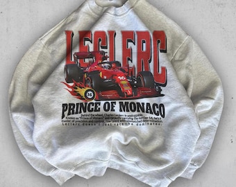 Charles Leclerc Ferrari Sweatshirt, Retro LEC16 Graphic Crewneck, Vintage F1 Fan Apparel Gift