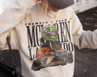Retro Lando Norris Sweatshirt, Vintage McLaren F1 Crewneck, Racing Streetwear Graphic Shirt, Gift for Motorsport Fans