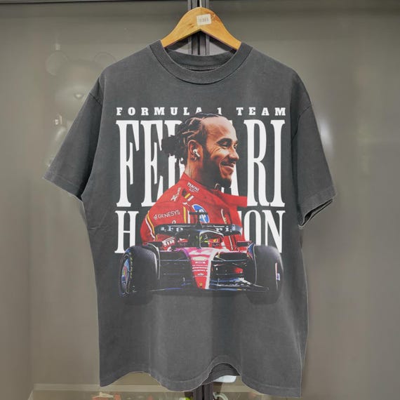 Lewis Hamilton Ferrari F1 T-Shirt, Vintage Hamilton F1 Graphic Tee, Formula One Merch, Hamilton Ferrari Shirt, Unisex F1 Fan Gift