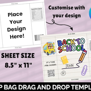 Editable Chip Bag Template: Printable Party Favor, Canva PNG File