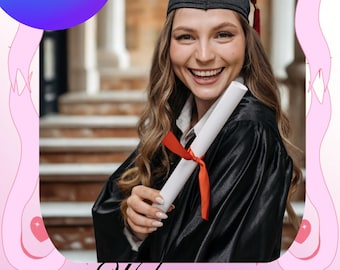 Coquette Graduation Welcome Sign: Pink Bow Photo Poster (Canva Template - Digital Download