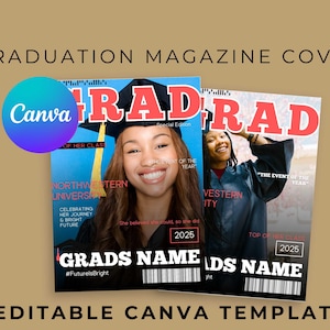 Graduation Magazine Cover Template: Senior Photo, Class of 2025 (Canva, Digital Download)