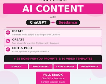 AI Content Creation Guide | ChatGPT, Seedance Ebook (Digital Download)