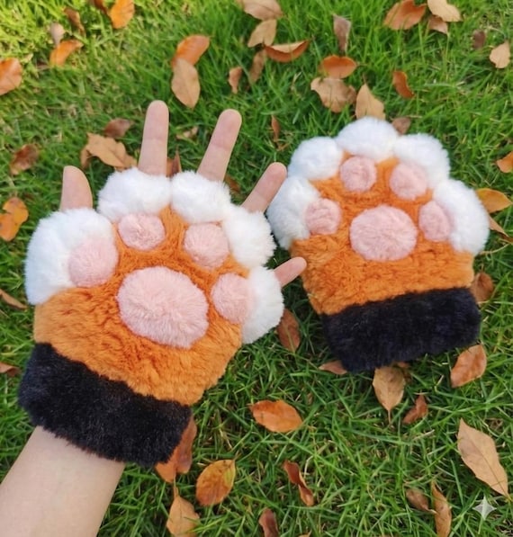 Flauschige Orange Fox Paw Handschuhe | Se Katzenkralle Handschuhe |  Winter Plsch Handstulpen | Kawaii Anime Cosplay Requisite | Ausgefallenes  Weihnachtsgeschenk fr Sie - Etsy sterreich
