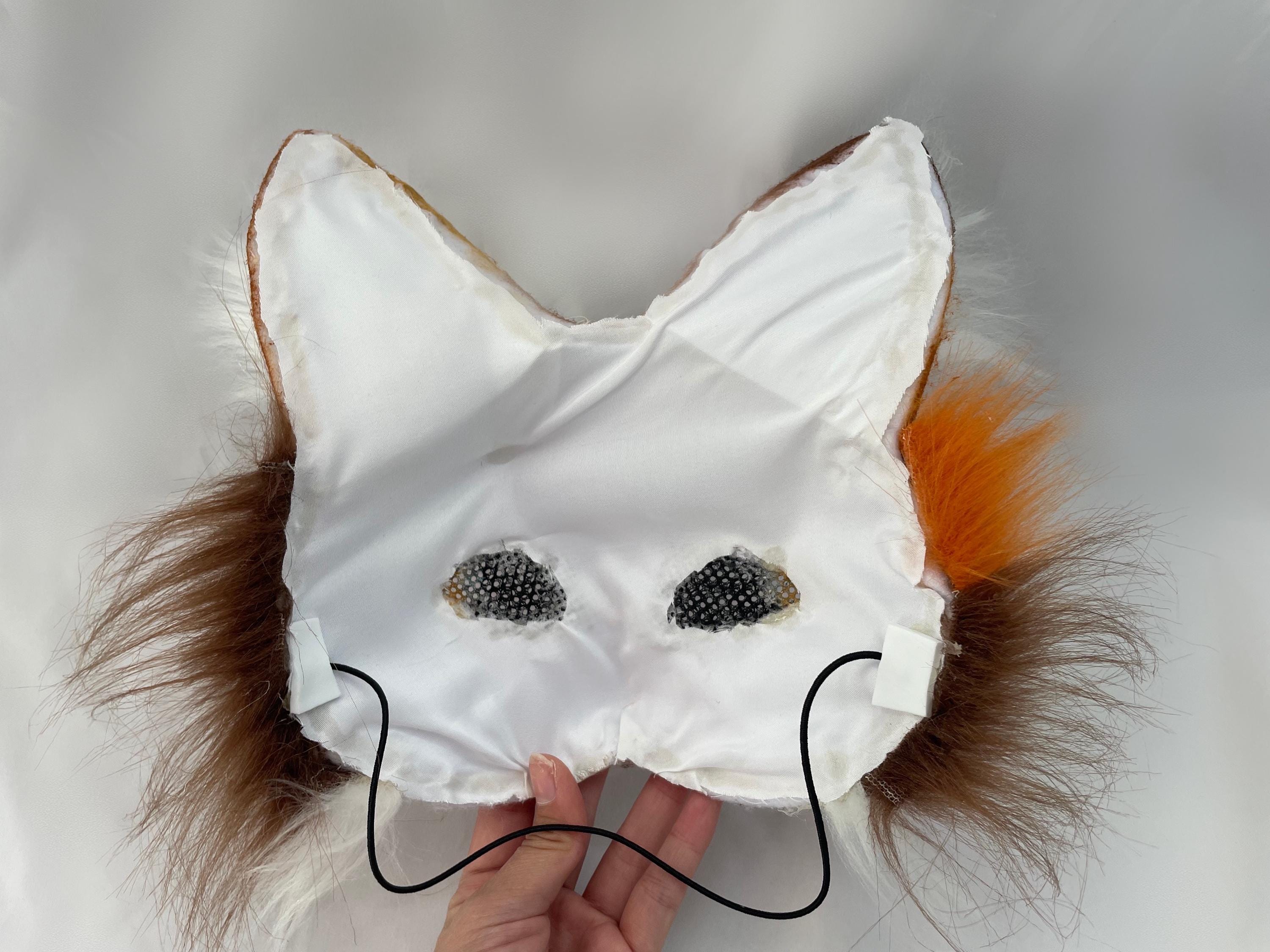 Scinzene Handmade Fur Fox Cat Ears Headband Therian Stuff Fox Ears Therian Ears Halloween Christmas Costume Anime Cosplay for Women (Brown-White