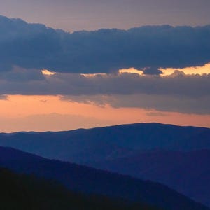 Shenandoah Sunset Print - Blue Ridge Parkway Landschaftsfotografie, Buckelfelsen Wandkunst, Appalachian Mountain Decor